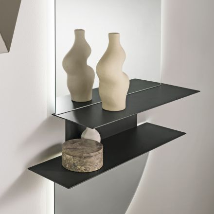 Rual Wall Shelf with Two Metal Shelves in Three Colors Viadurini