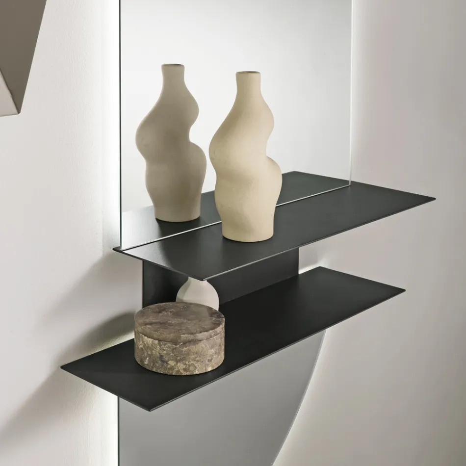 Rual Wall Shelf with Two Metal Shelves in Three Colors Viadurini