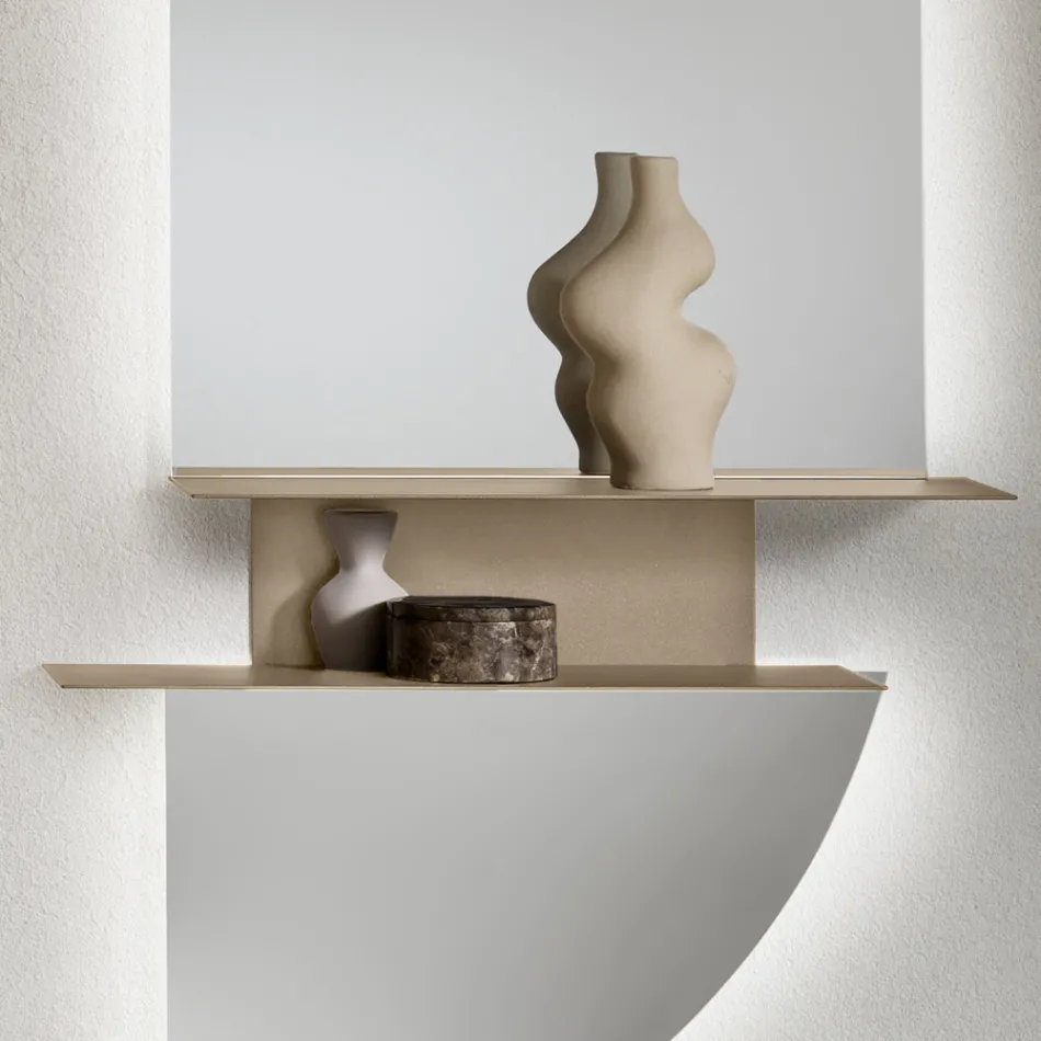 Rual Wall Shelf with Two Metal Shelves in Three Colors Viadurini