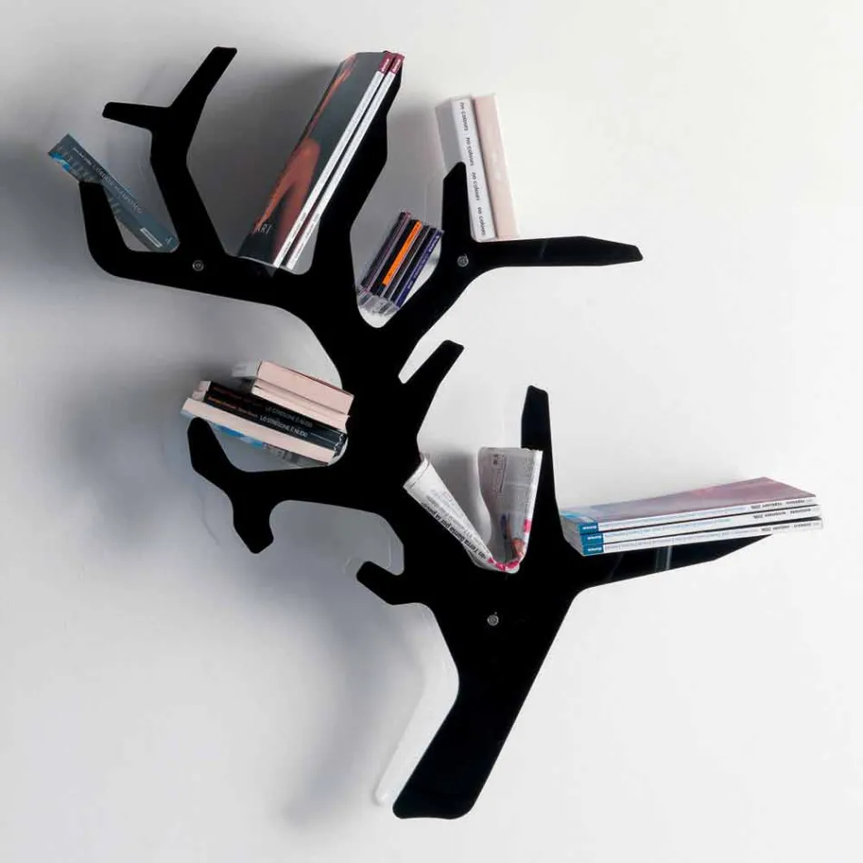 Plexiglass Wall Shelf with Coat Hooks Made in Italy - Neon Viadurini