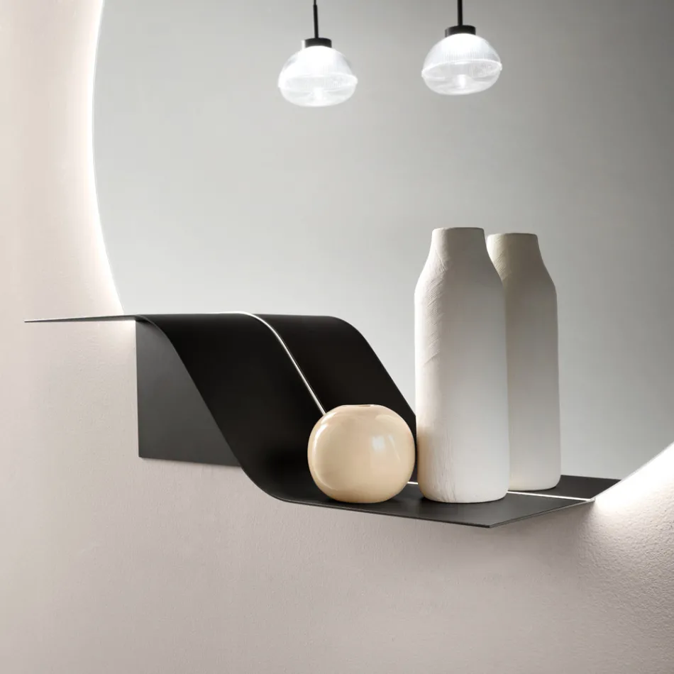 Nimea Wavy Metal Wall Shelf in Three Color Finishes Viadurini