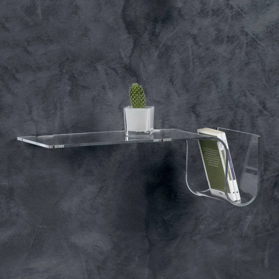 Design Shelf in Transparent Acrylic Crystal Made in Italy - Teride Viadurini