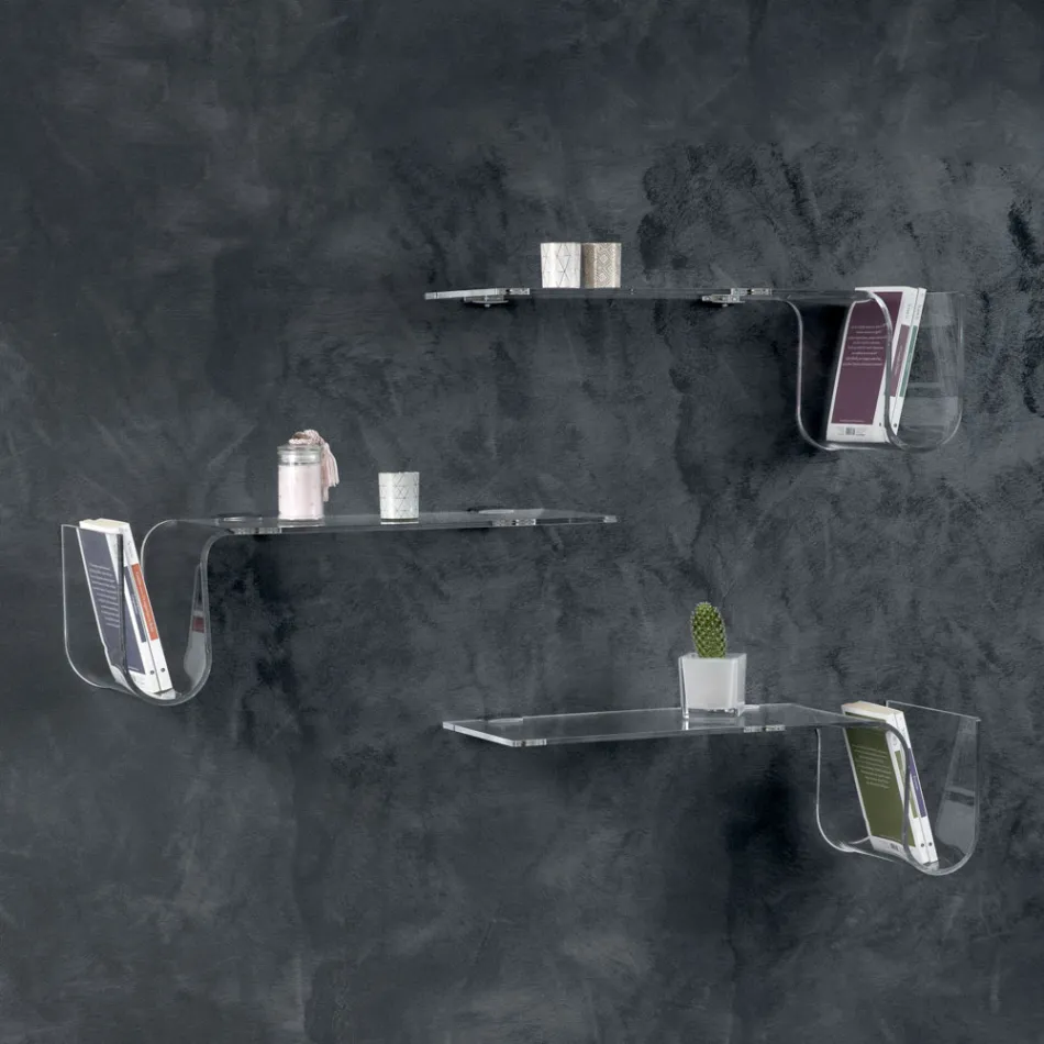 Design Shelf in Transparent Acrylic Crystal Made in Italy - Teride Viadurini