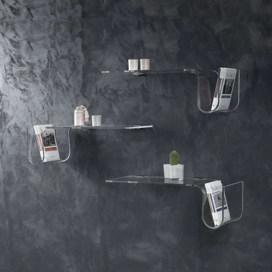 Design Shelf in Transparent Acrylic Crystal Made in Italy - Teride Viadurini