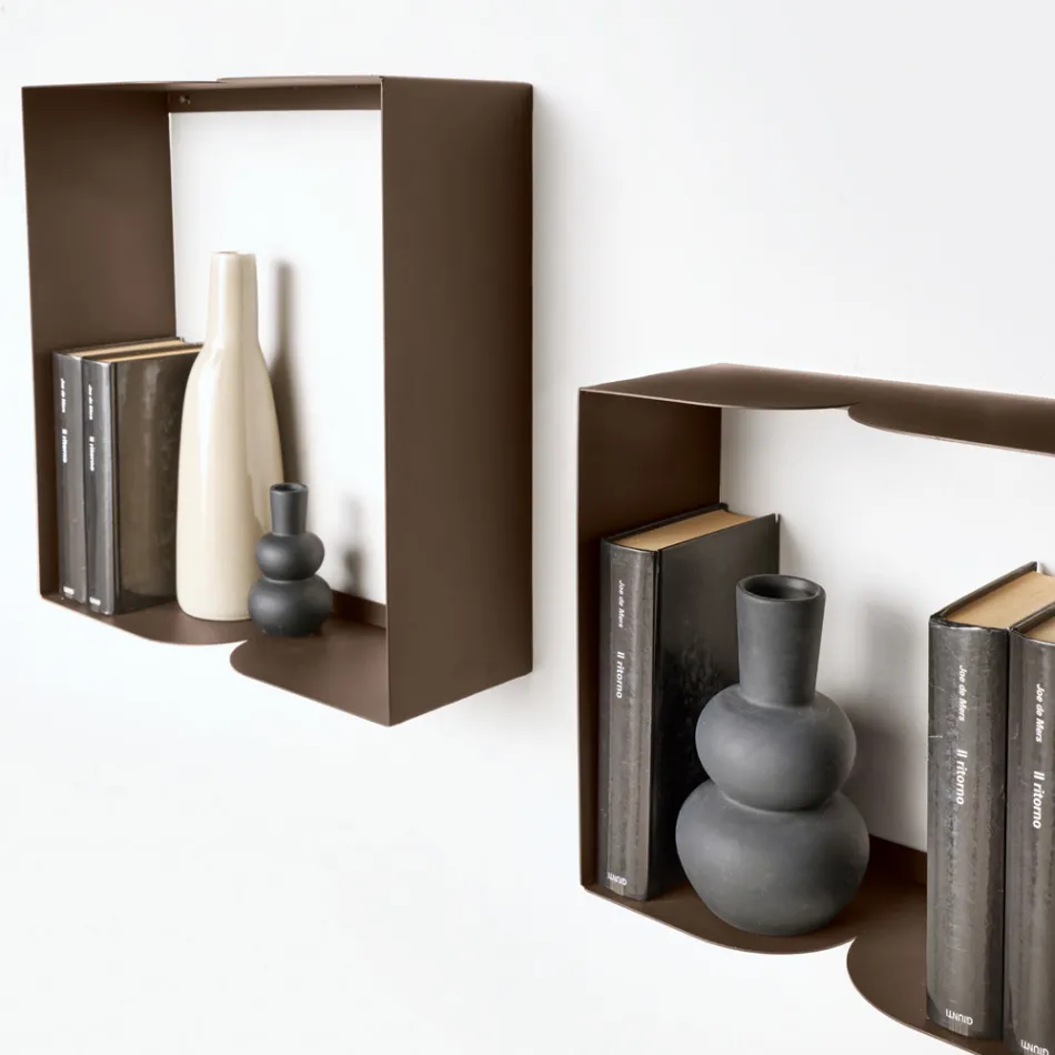 Metal Shelf in Two Sizes and Three Colors with Curved Details - Thalia Viadurini