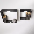 Metal Shelf in Two Sizes and Three Colors with Curved Details - Thalia Viadurini