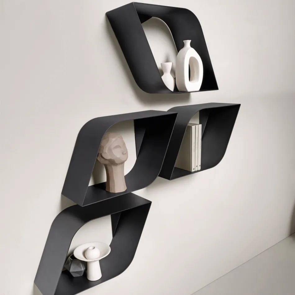 Eteris Metal Wall Shelf with Internal Space, Three Colors Available Viadurini