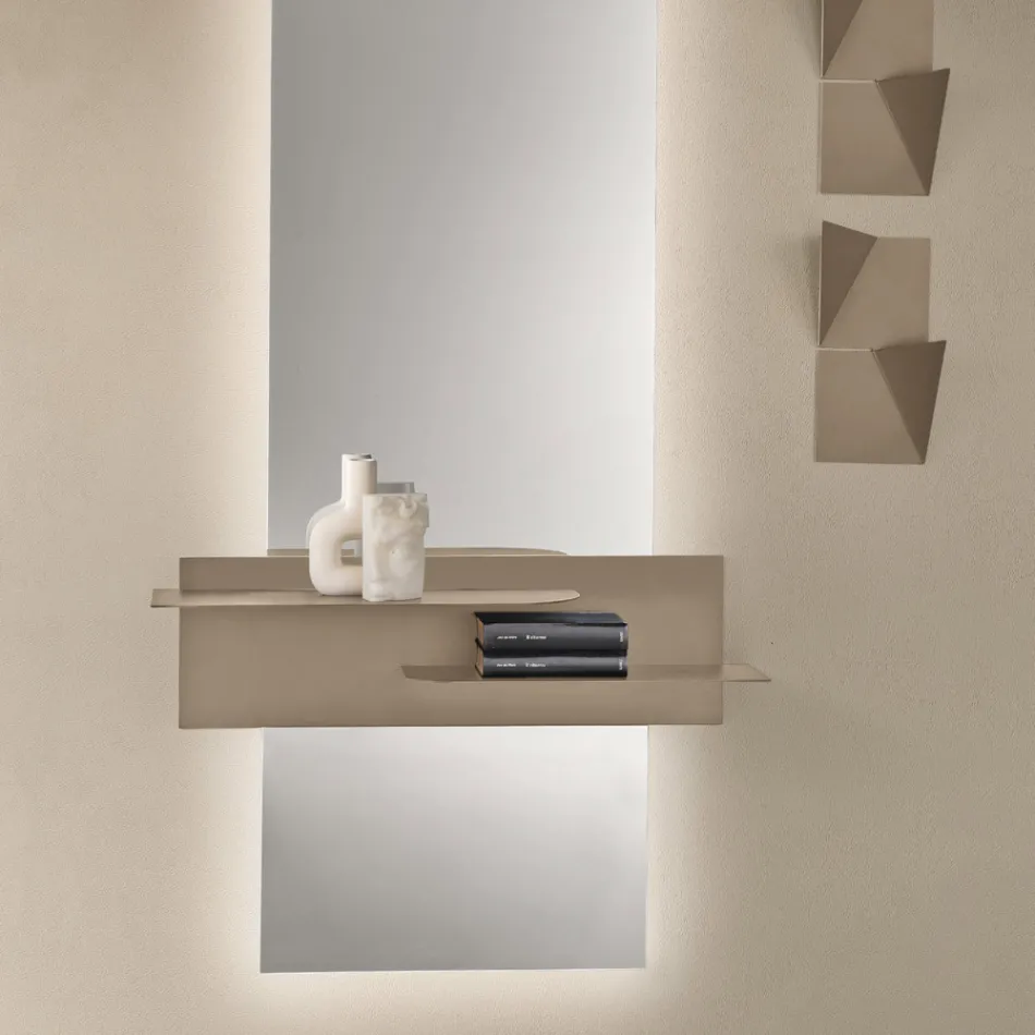 Modern Design Metal Shelf with Two Horizontal Shelves - Miro Viadurini