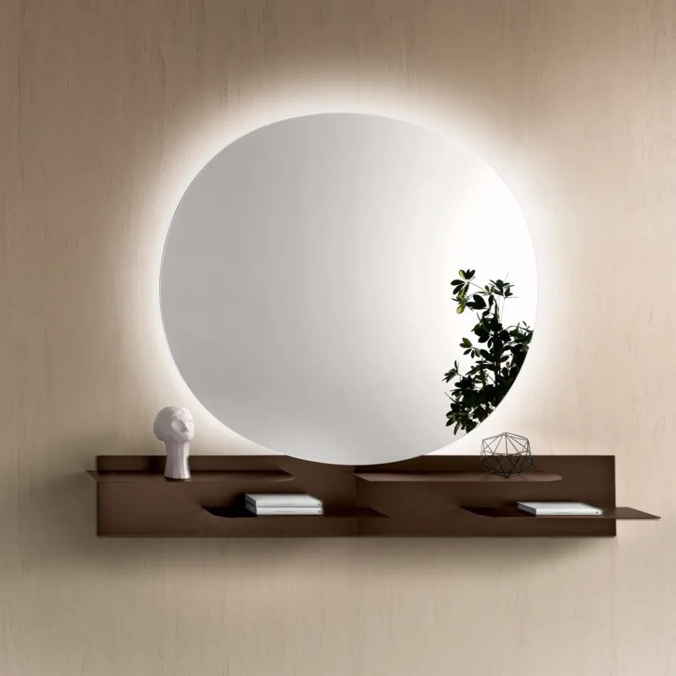 Modern Design Metal Shelf with Two Horizontal Shelves - Miro Viadurini