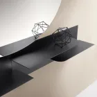 Modern Design Metal Shelf with Two Horizontal Shelves - Miro Viadurini