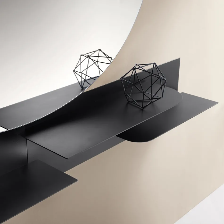 Modern Design Metal Shelf with Two Horizontal Shelves - Miro Viadurini