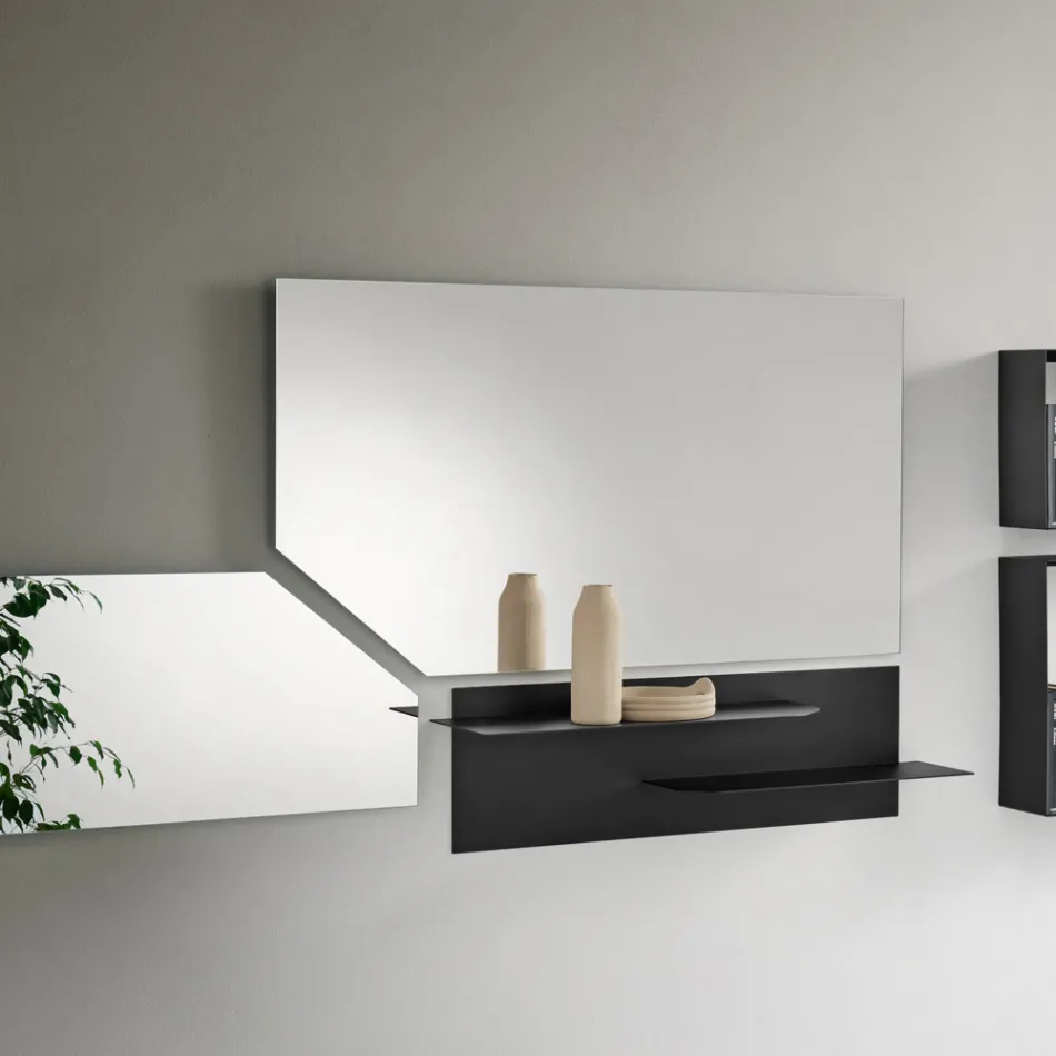 Modern Design Metal Shelf with Two Horizontal Shelves - Miro Viadurini