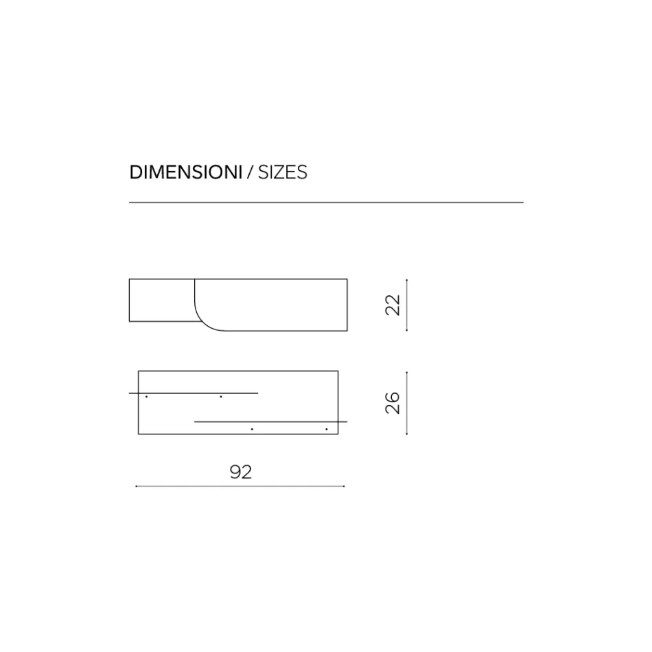 Modern Design Metal Shelf with Two Horizontal Shelves - Miro Viadurini