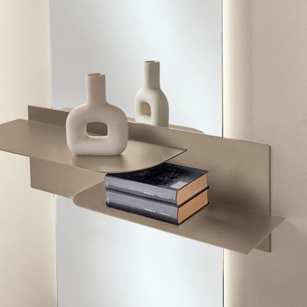 Modern Design Metal Shelf with Two Horizontal Shelves - Miro Viadurini
