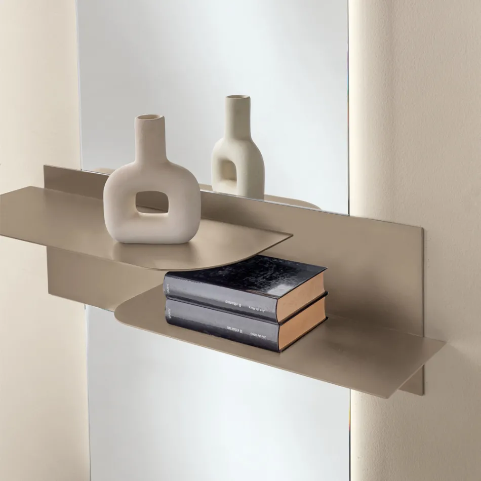 Modern Design Metal Shelf with Two Horizontal Shelves - Miro Viadurini