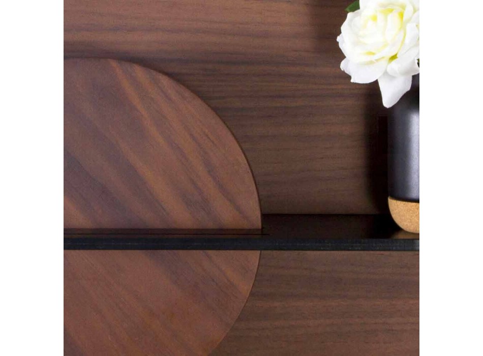 Modular Modern Shelf in Walnut and Black Painted Plywood - Amena Viadurini