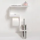 Bathroom Shelf with Roll Holder and Toilet Brush Holder Made in Italy - Scrooge Viadurini