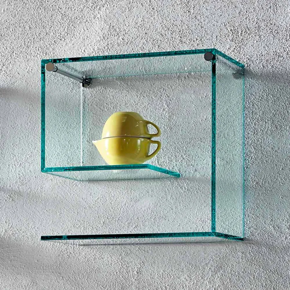 Transparent Glass Wall Shelves Versatile Elegant Design 2 Pieces - Roll Viadurini