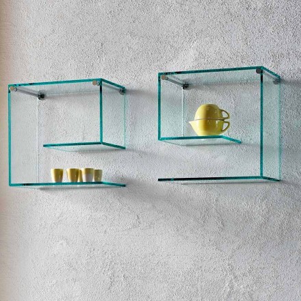 Transparent Glass Wall Shelves Versatile Elegant Design 2 Pieces - Roll Viadurini