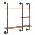Modern Design Industrial Style Wall Shelves in Iron and Wood - Katrine