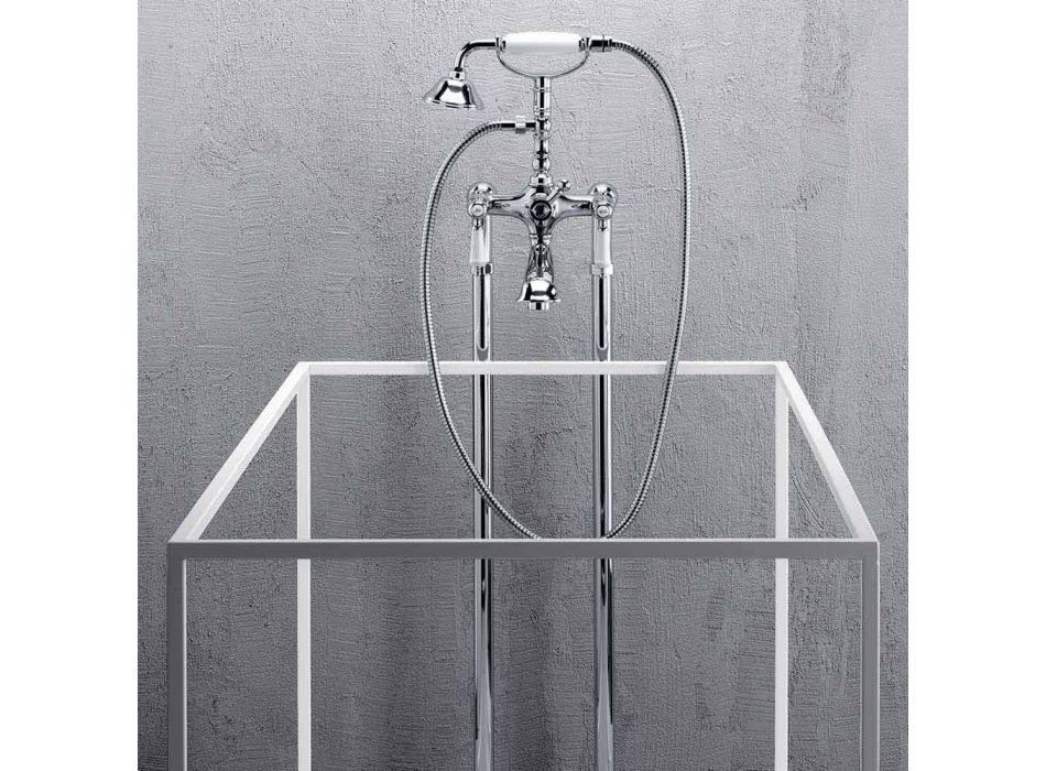 Column Mixer for Bathtub with Shower in Brass Made in Italy - Shelly Viadurini
