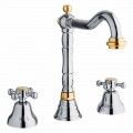 Classic 3-Hole Mixer for Washbasin in Brass Made in Italy - Lisca