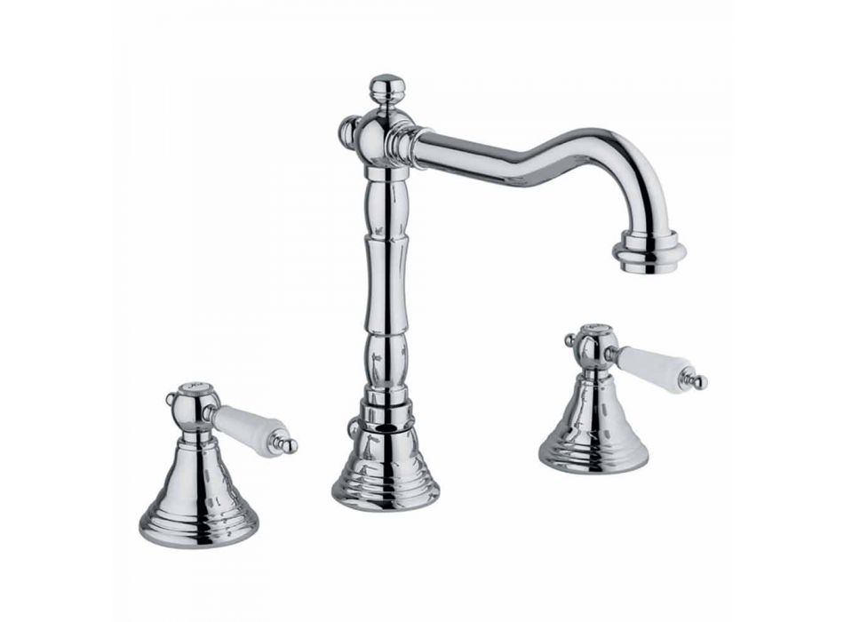 Classic 3-Hole Brass Basin Mixer Made in Italy - Shelly