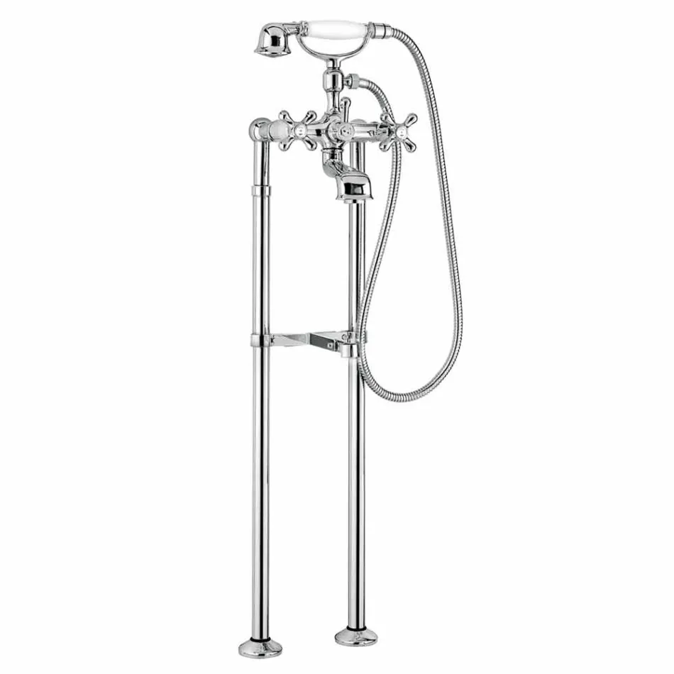 Classic Mixer for Floor Bathtub in Brass Made in Italy - Panico Viadurini