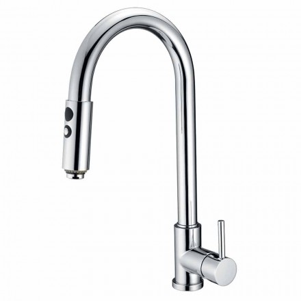 Kitchen Sink Mixer with Adjustable Hose and Hand Shower Made in Italy - Cormo Viadurini