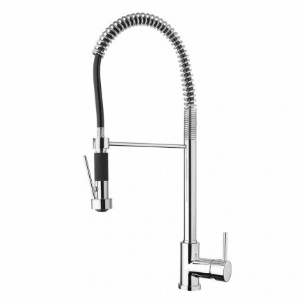 Chrome Brass Kitchen Sink Mixer with Shower Made in Italy - Kondor Viadurini