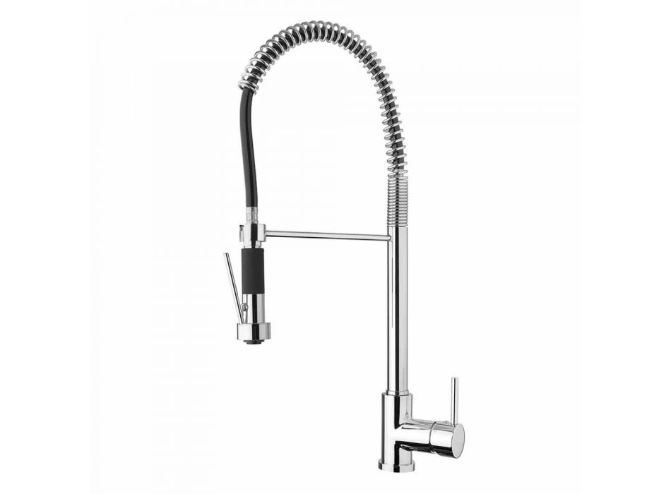 Chrome Brass Kitchen Sink Mixer with Shower Made in Italy - Kondor