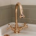 Vintage Style Single Hole Basin Mixer in Brass Made in Italy - Klarisa