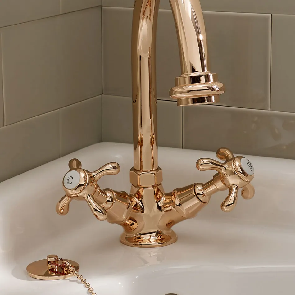 Vintage Style Single Hole Basin Mixer in Brass Made in Italy – Klarisa Viadurini