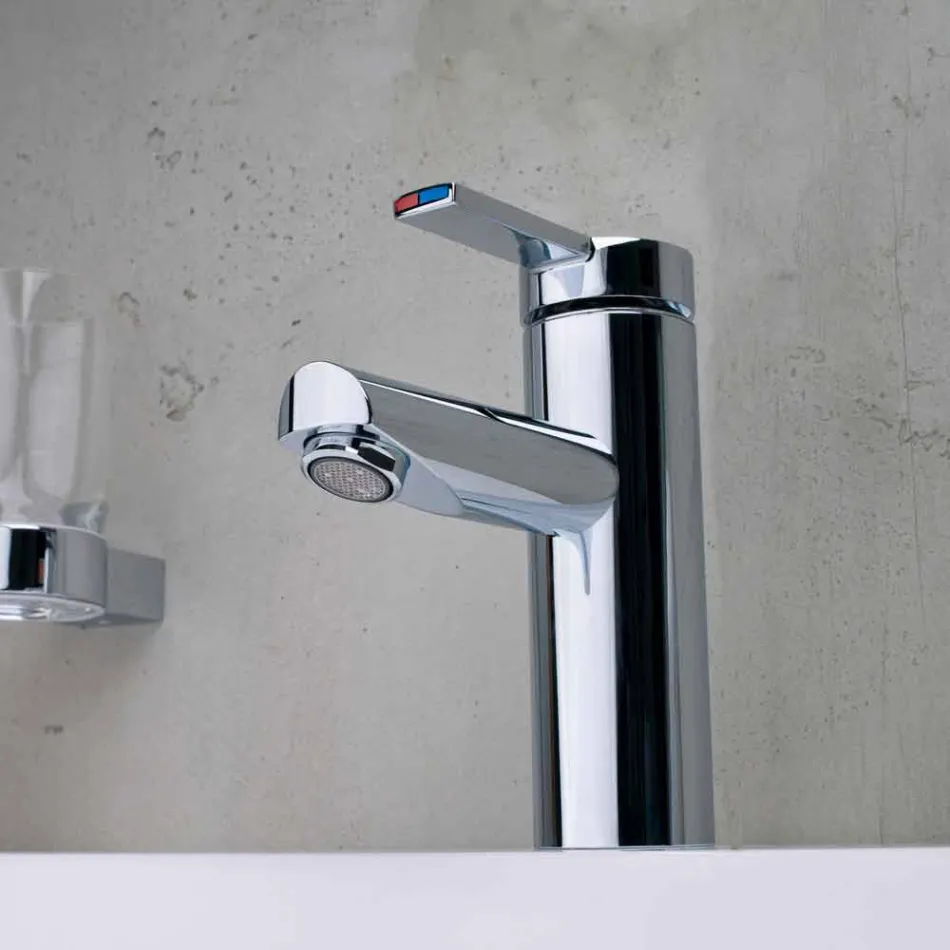 Modern Bathroom Sink Mixer in Chrome-Plated Metal - Zanio Viadurini