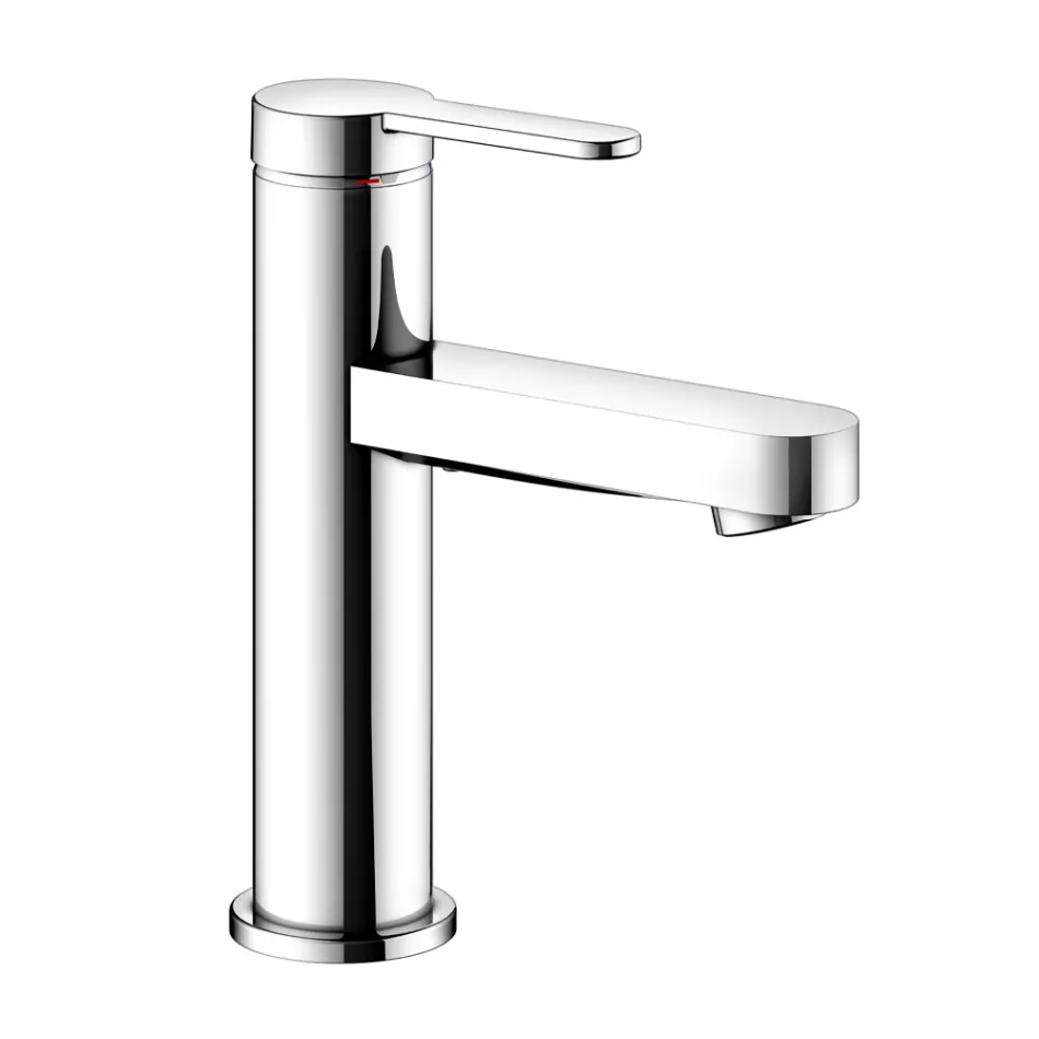 Single-lever basin mixer with flat design in chromed brass - Agenore Viadurini