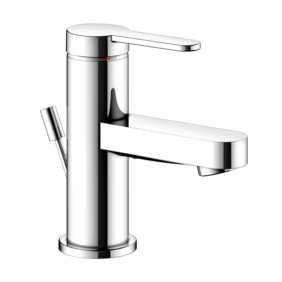 Single-lever basin mixer with flat design in chromed brass - Agenore Viadurini