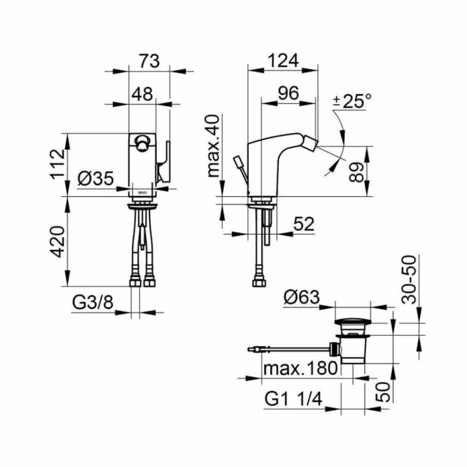 Modern Single Lever Bidet Mixer in Chrome Finish Metal - Gonzo Viadurini