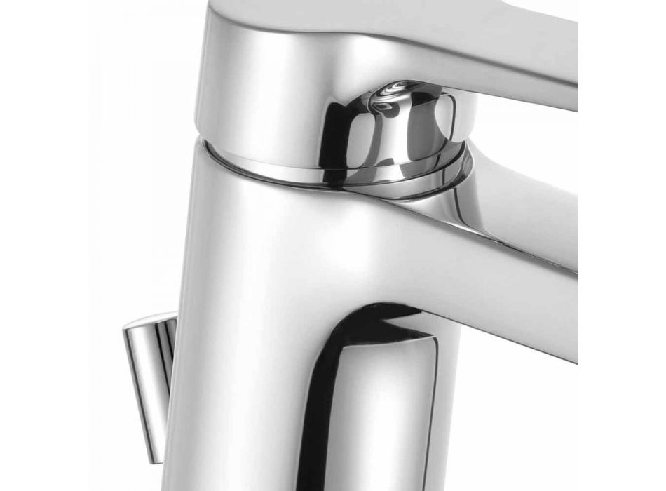 Modern Single-lever Bathroom Basin Mixer in Chromed Metal - Clari Viadurini