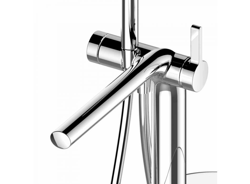 Modern Single-lever Bathtub Mixer with Metal Shower Head - Pinto Viadurini
