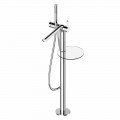Single-lever mixer for freestanding bathtub with brass handshower - Pinto