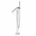 Single-lever mixer for freestanding bathtub in chromed brass - Girino