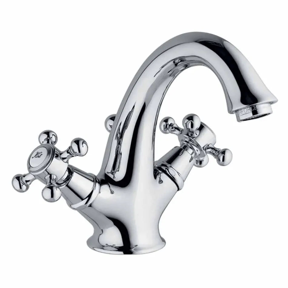 High Single Hole Mixer for Bathroom Washbasin in Brass Made in Italy - Lisca Viadurini