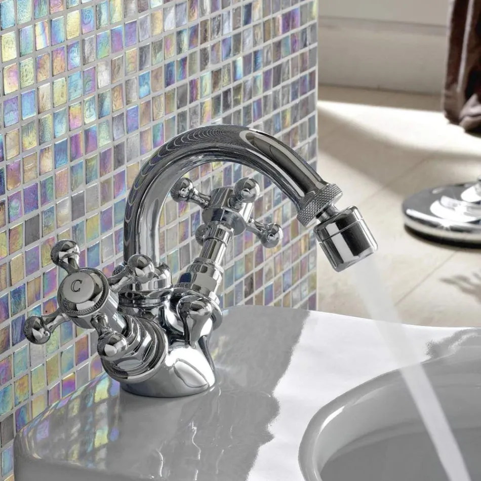 Vintage Single Hole Bidet Mixer in Brass Made in Italy - Elisea Viadurini