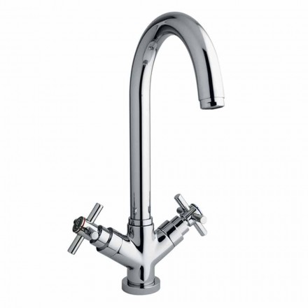 Single-Hole Mixer for Kitchen Washbasin in Chrome Brass Made in Italy - Celery Viadurini