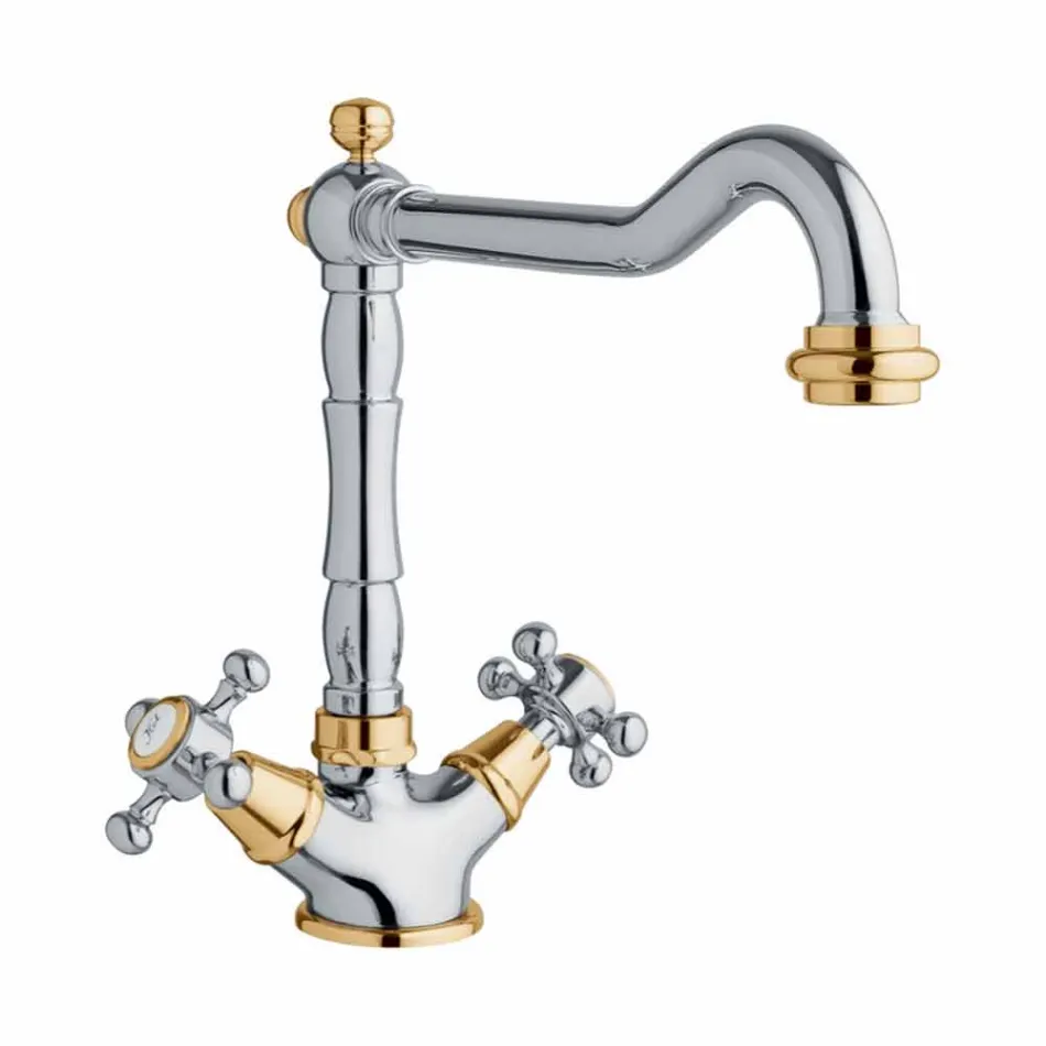 Single-hole basin mixer in Brass Classic Design Made in Italy - Castor Viadurini