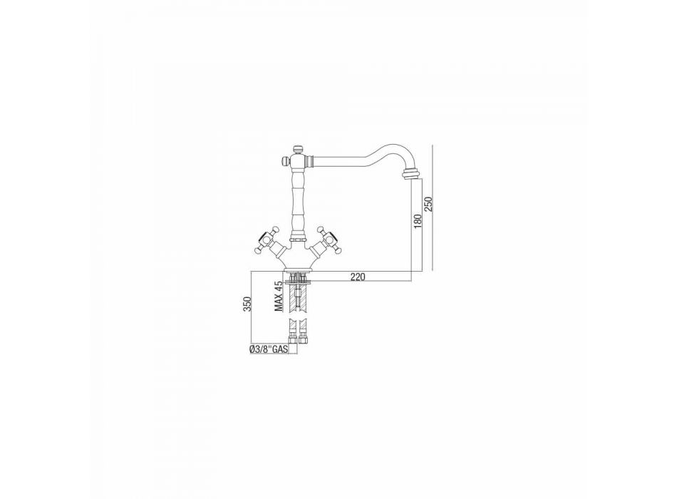 Single-hole basin mixer in Brass Classic Design Made in Italy - Castor Viadurini