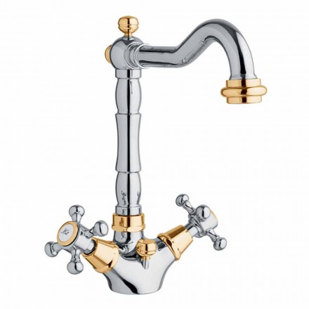 Single-hole basin mixer in Brass Classic Design Made in Italy - Lisca Viadurini