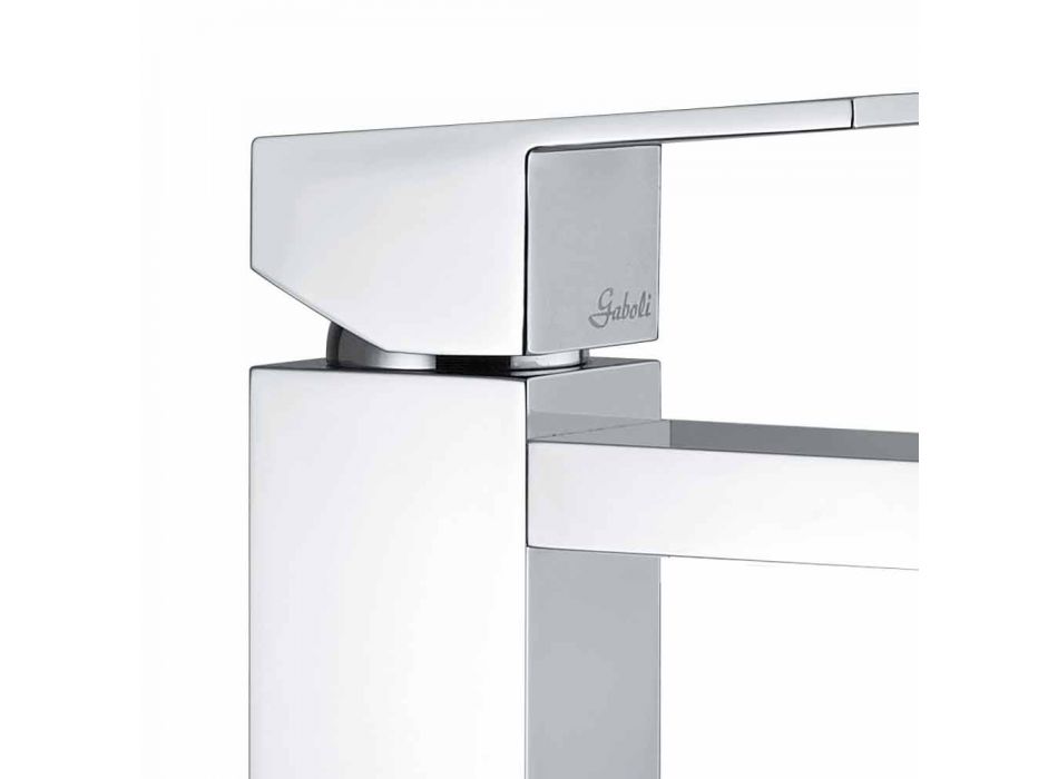 Bathroom Sink Mixer in Square Chromed Brass Made in Italy - Medida Viadurini