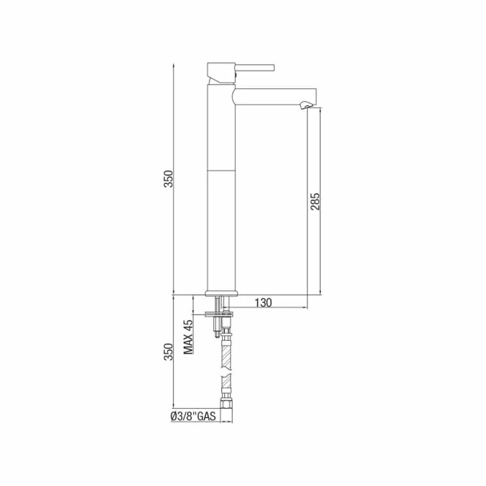Extended Brass Basin Mixer Without Drain Made in Italy - Ermia Viadurini