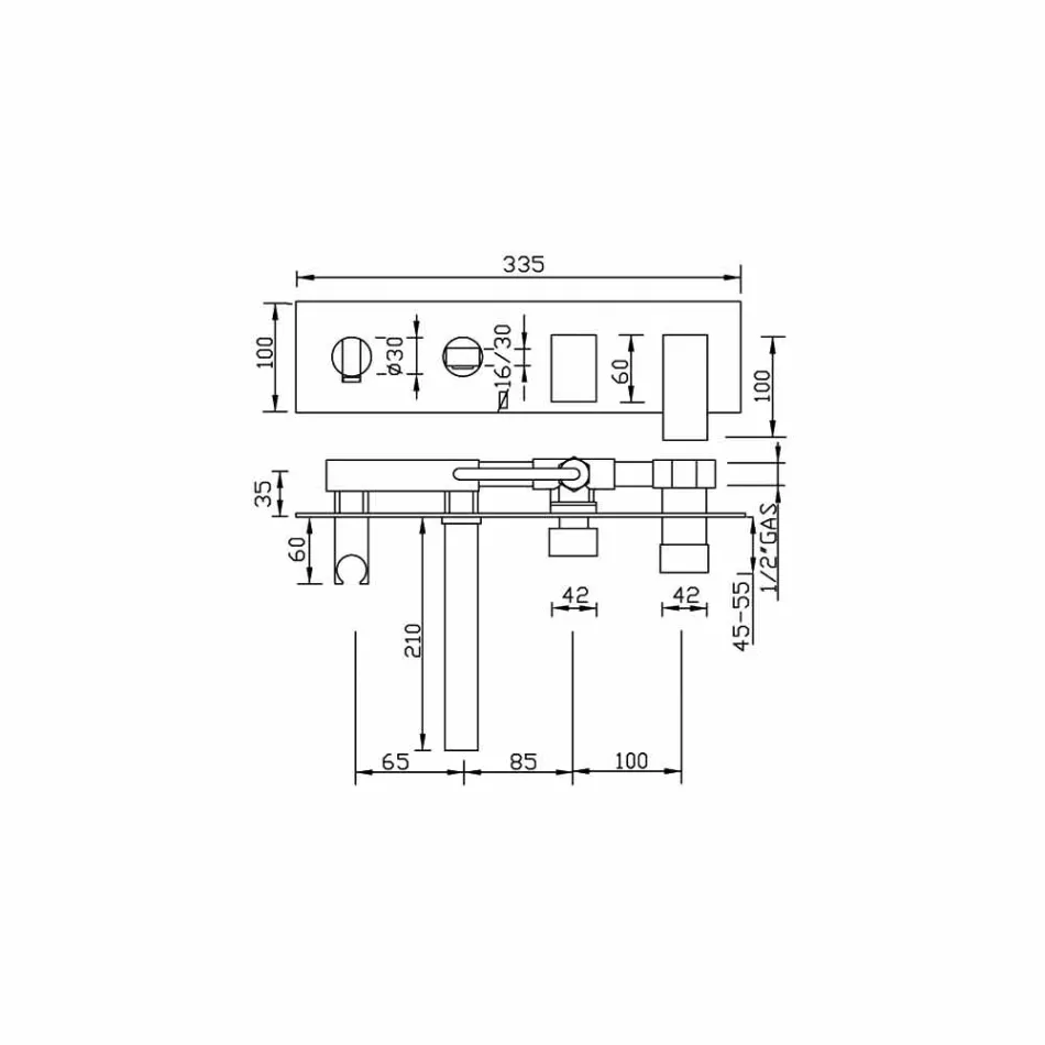 Built-in Bath Mixer with Diverter Made in Italy - Panela Viadurini